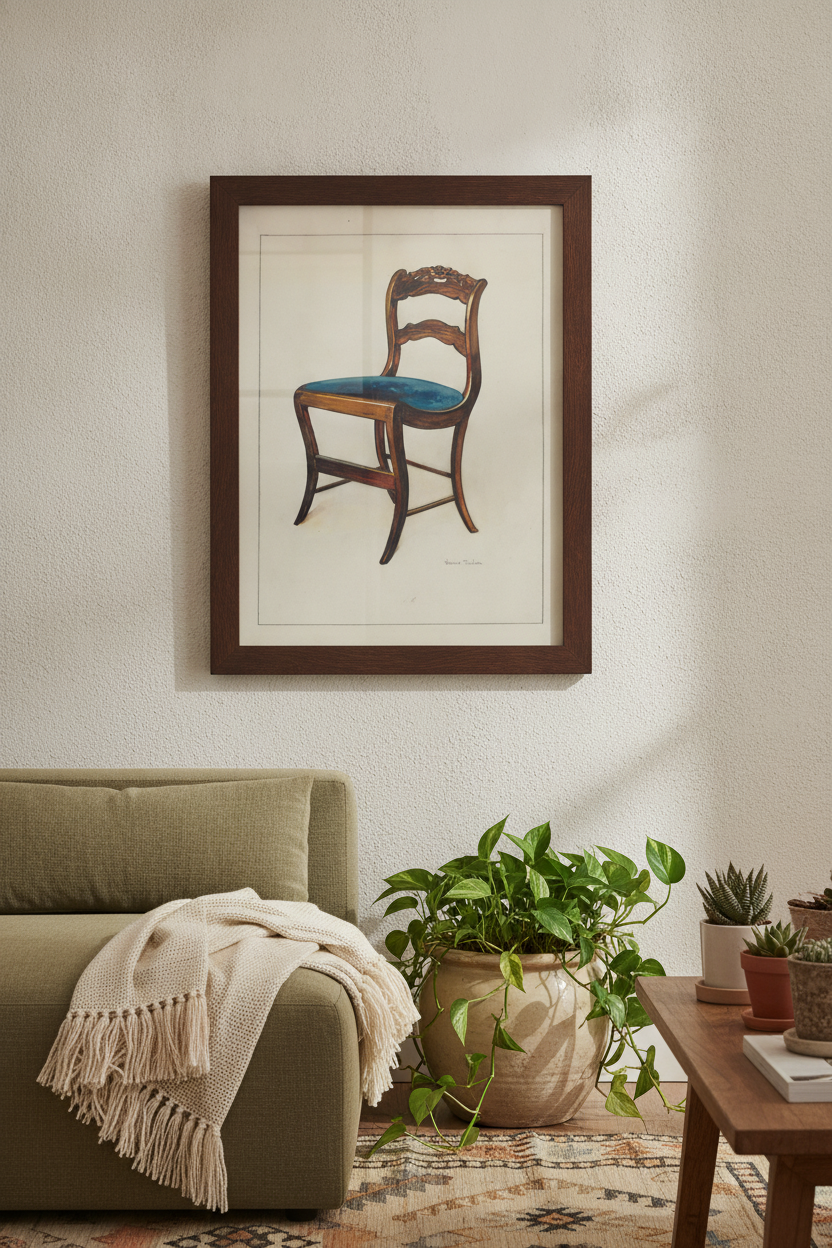 Mahogany Chair with Card Rose Design on UpperWrung