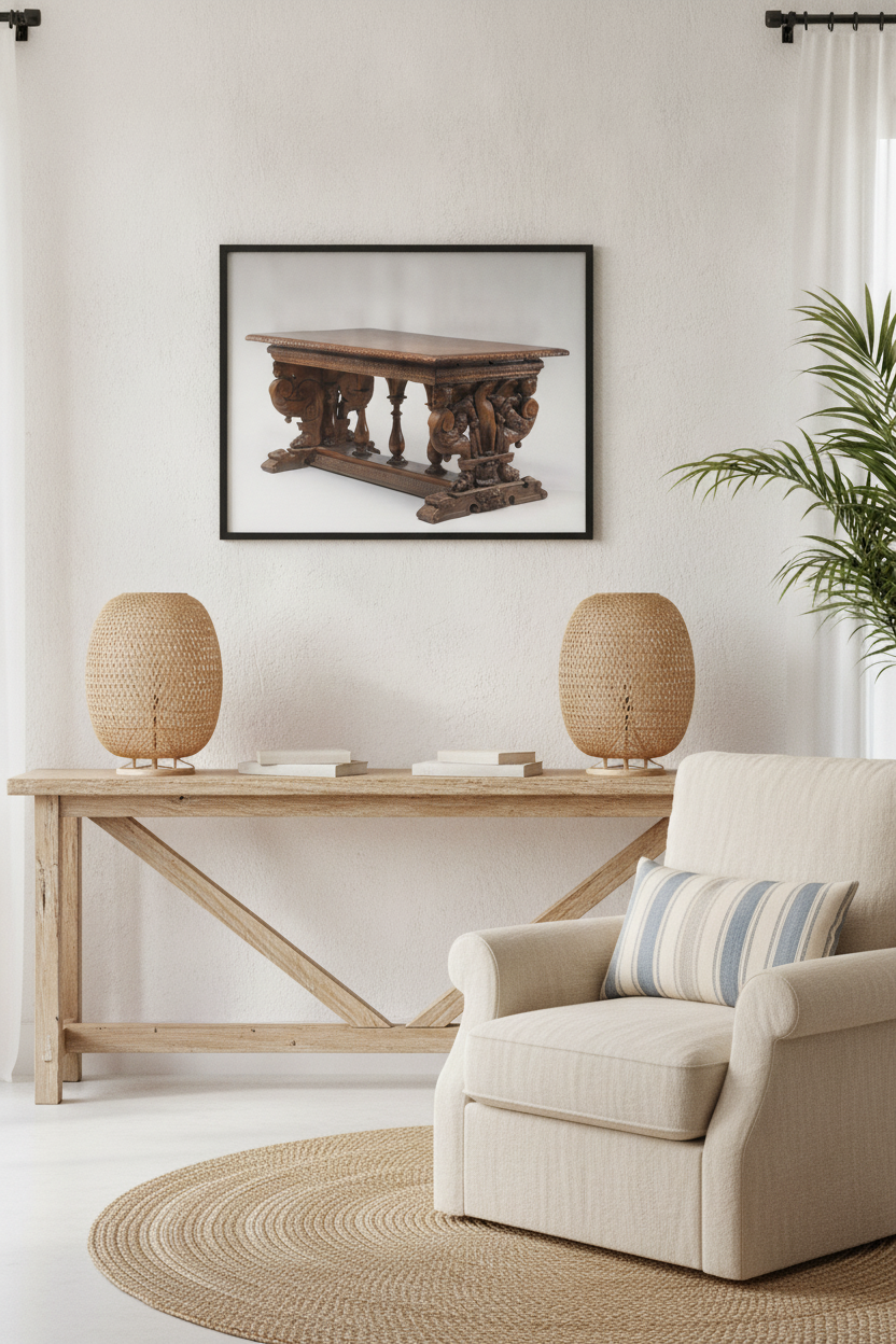 Walnut Table with Eagles on the Supports