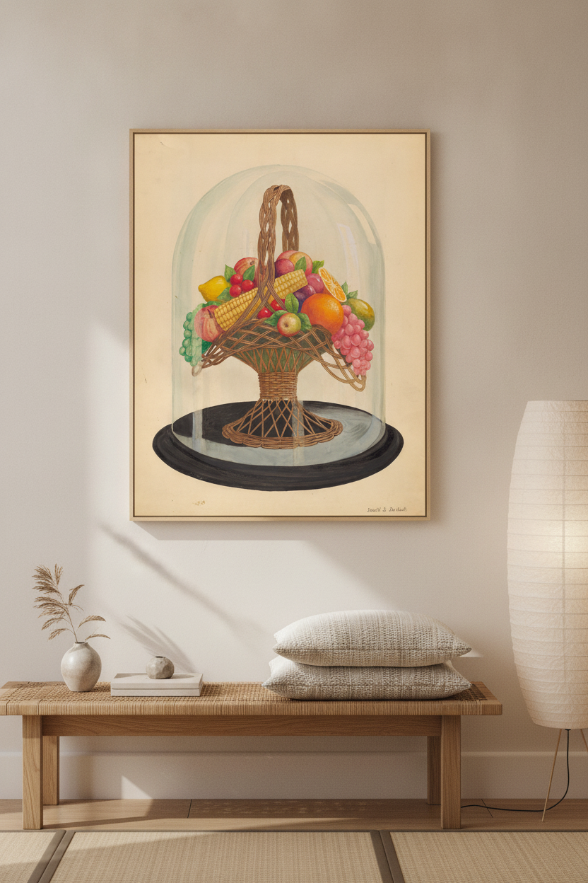 Ornament, Wax Fruit under Glass Globe