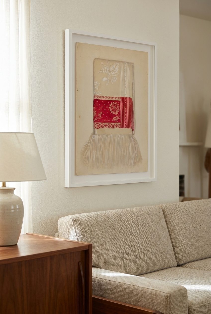 Linen - Red Border with Sunflower