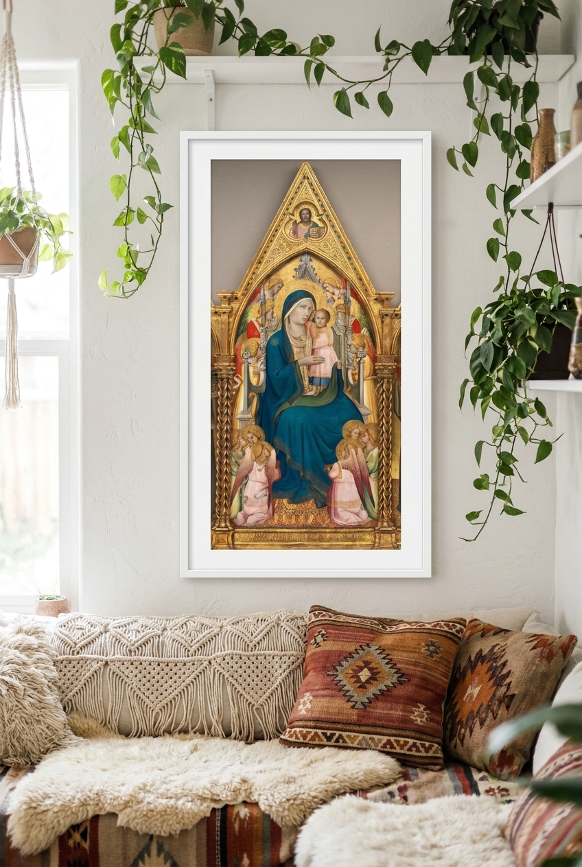 Madonna and Child Enthroned with Twelve Angels, and with the Blessing Christ [middle panel]