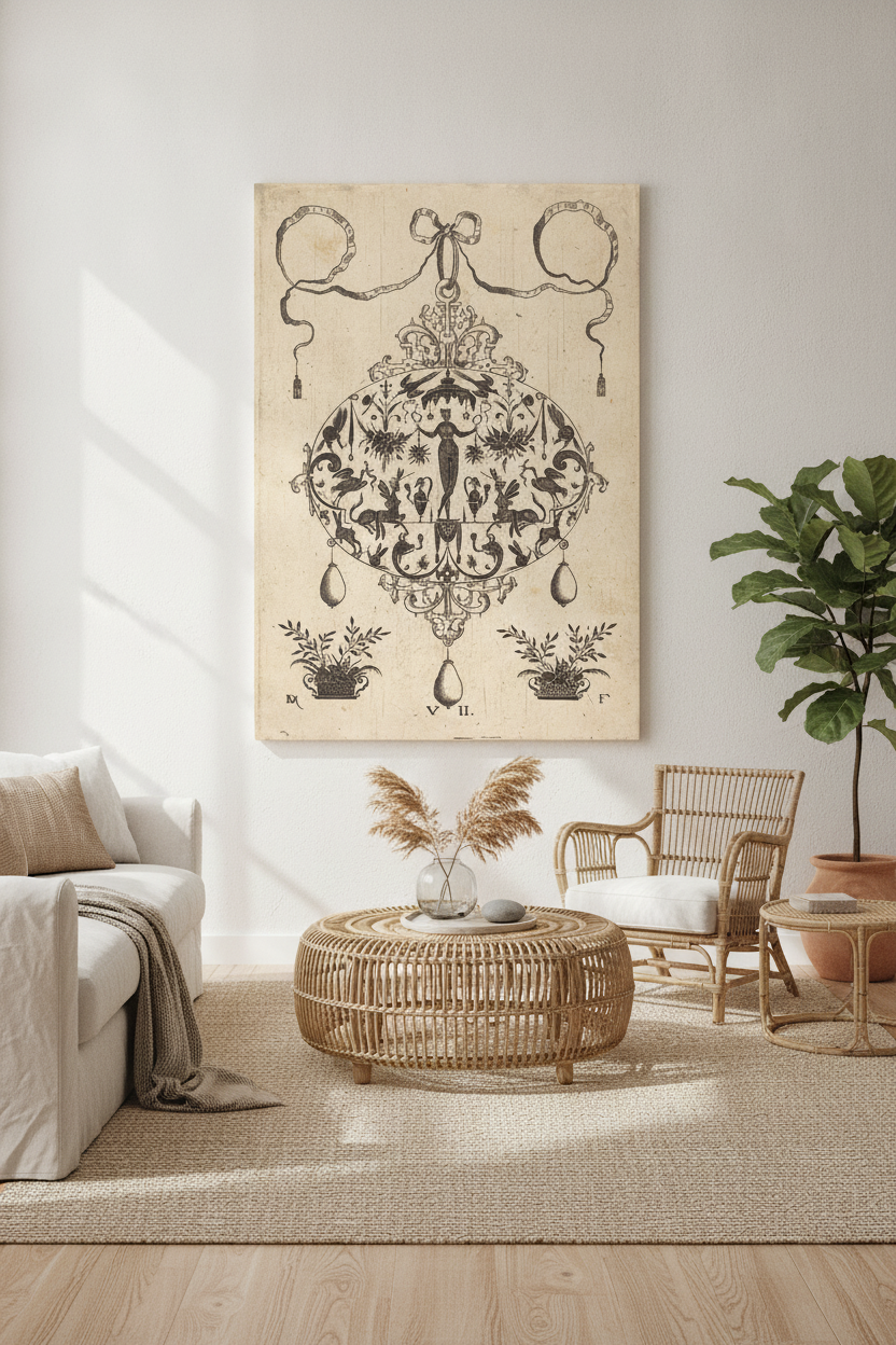 Large Pendant, Flora Standing, Holding a Fruit Garland